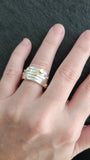 Sterling Silver and 14K Gold Square, Modern Ring