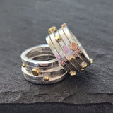 Sterling Silver and 14K Gold Square, Modern Ring
