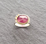 Pink Tourmaline Sterling Silver and 14k Gold Ring