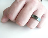 Black Ring Hammered Oxidized Sterling Silver-water effect- No Oxidation option available