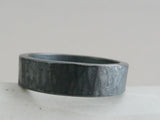 Black Ring Hammered Oxidized Sterling Silver-water effect- No Oxidation option available