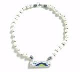 Micro Mosaic and Pearls Necklace with Sterling Silver 925