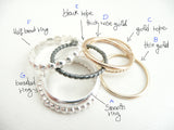 The Stack - Set of 7 Sterling Silver and 14 k Solid Gold Rings - Different Styles