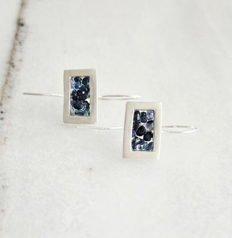 Sapphire Mosaic Sterling Silver Modern Earrings