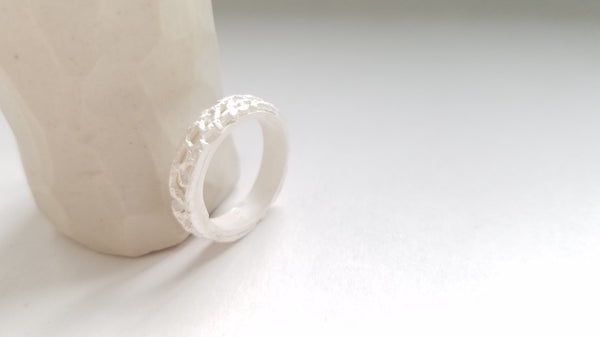 Sterling Silver Lace Pattern White Ring
