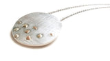 Moments Sterling Silver Necklace and irregular disc pendant with 14 k gold drops