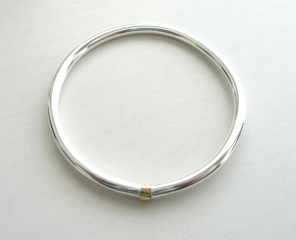 Sterling Silver and 14 K Solid Gold minimalist Bangle